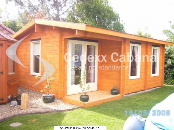 casuta de gradina 6x4 m, perete de 28 mm grosime, grinzi, podea, acoperis, ferestre si usi de o