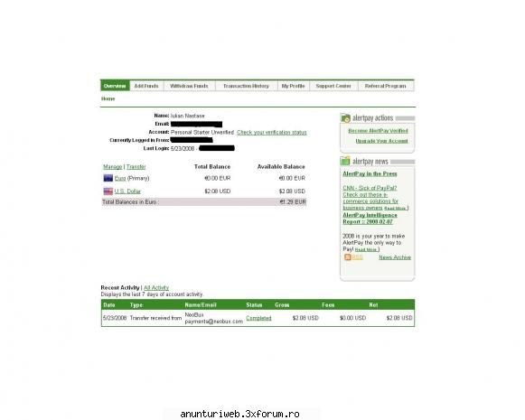 am primit alta plata pe 23.05
am fost platit in cateva secunde cum am mai zis totu e automat 
daca